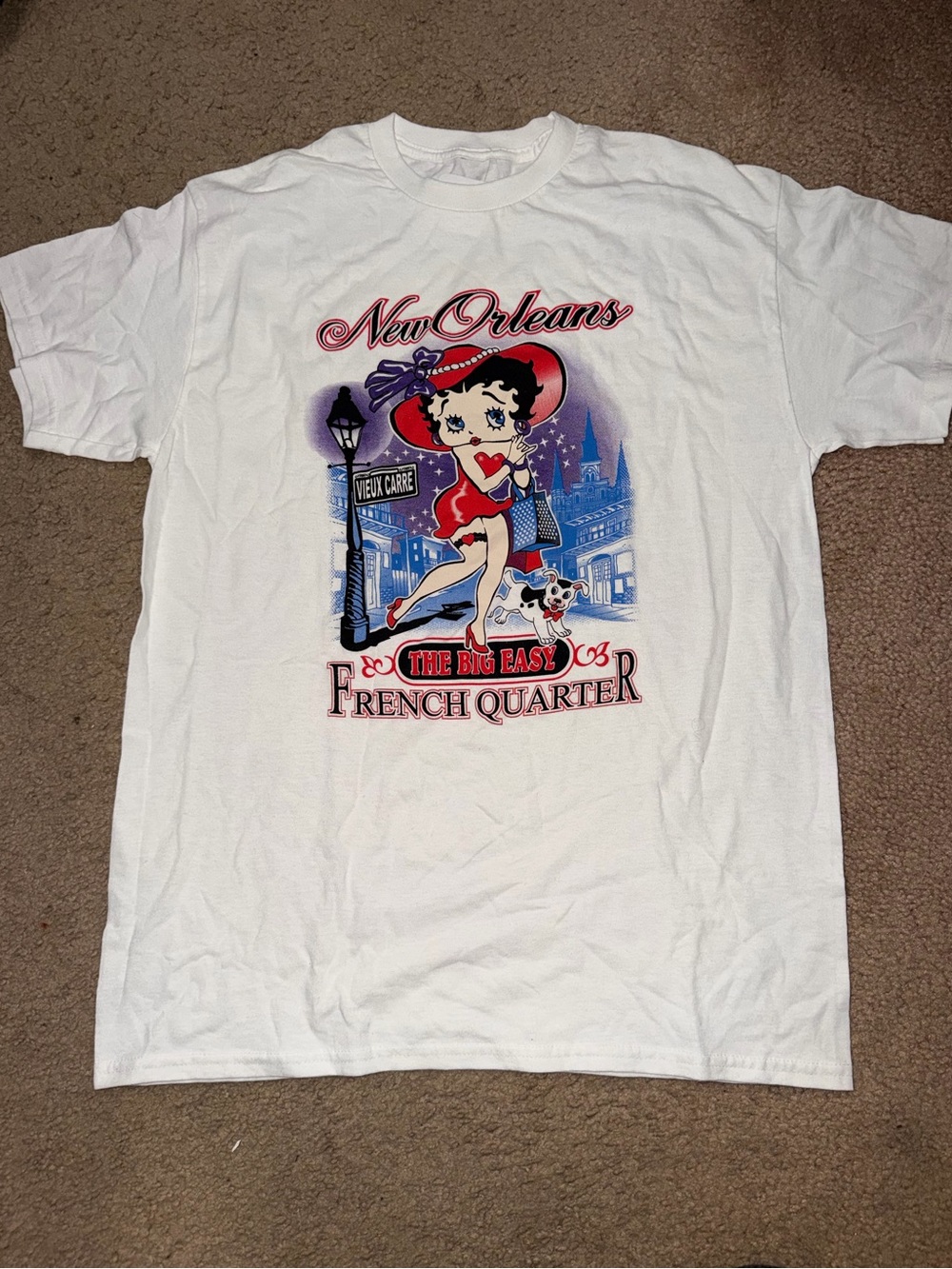 New Orleans Betty Boop White Graphic Tee